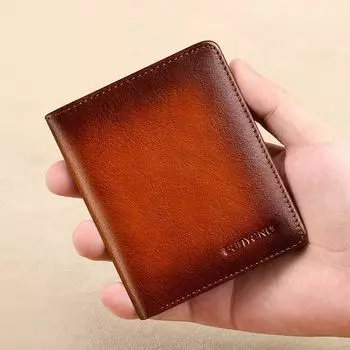 Кошелек из натуральной кожи RFID для мужчин, тонкие короткие кошельки, держатель для удостоверения личности, кредитной карты, сумка для денег, модный мужской кошелек