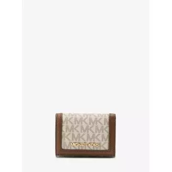 КОШЕЛЕК MICHAEL KORS JET SET TRAVEL TRIFOLD НА МОЛНИИ ОЧЕНЬ МАЛЕНЬКИЙ MK SIGNATURE 35F3GTVD0B150 ВАНИЛЬ F