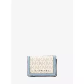 КОШЕЛЕК MICHAEL KORS JET SET TRAVEL TRIFOLD НА МОЛНИИ ОЧЕНЬ МАЛЕНЬКИЙ MK SIGNATURE 35H3STVD0B2615 БЛЕДНО-СИНИЙ МНОГОФУНКЦИОНАЛЬНЫЙ F
