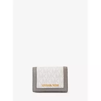 КОШЕЛЕК MICHAEL KORS JET SET TRAVEL TRIFOLD НА МОЛНИИ ОЧЕНЬ МАЛЕНЬКИЙ MK SIGNATURE 35F3GTVD0V1999 ОПТИЧЕСКИЙ БЕЛЫЙ F