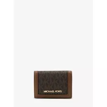 КОШЕЛЕК MICHAEL KORS JET SET TRAVEL TRIFOLD НА МОЛНИИ ОЧЕНЬ МАЛЕНЬКИЙ MK SIGNATURE 35F3GTVD0B200 КОРИЧНЕВЫЙ F