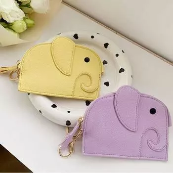 Кошелек PU Elephant на молнии из искусственной кожи для монет Портативный женский синий