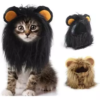 Кошка Косплей Одевание Шляпа для питомца Львиная грива для кота Щенок Львиный парик Костюм Украшения для вечеринки Хэллоуин Рождество GatosPet Supplies S