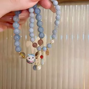 Кошка Lucky Cat Подвеска с жемчугом в корейском стиле Браслеты из бисера Браслеты на женскую руку Цепочка Браслеты B
