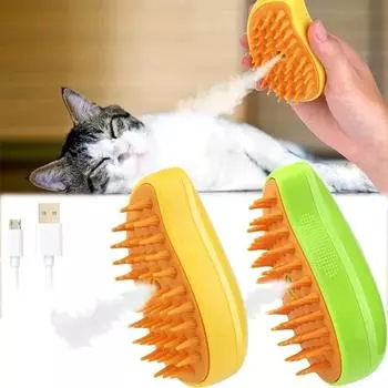Кошки Гребень Собачий уход Массаж Pet Для собак Паровые питомцы Электрический спрей Тройной Удаление Волос Щетки Принадлежности Удаляет Волосы Главная зелёный