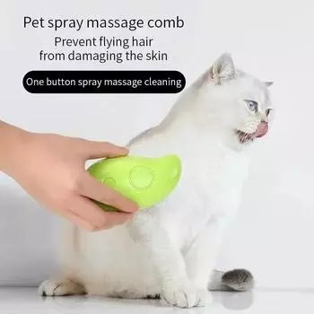 Кошки Гребень Собачий уход Массаж Pet Для собак Паровые питомцы Электрический спрей Тройной Удаление Волос Щетки Принадлежности Удаляет Волосы Главная зелёный