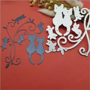 Кошки Металлические Штампы Трафарет DIY Скрапбукинг Альбом Бумажная Карточка Шаблон Форма Тиснение Украшения