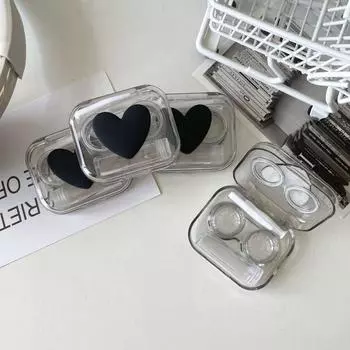 Косметическая контактная коробка в форме сердца, контейнер для очков Love, корейский контейнер для хранения очков, коробка для хранения учеников
