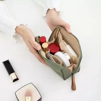 Косметичка с двойной молнией, множеством отделений, большой вместимостью, водонепроницаемая продолговатая форма, для хранения, пылезащитный органайзер для косметики для деловых поездок для девочек синий