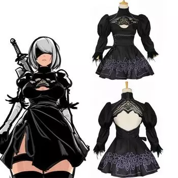 Косплей Аниме Nier Automatas 2B Sister Косплей Костюм Аниме Женщины Косплей Костюм Комплект Необычные Хэллоуин Девушки Вечерние Гот Платье s