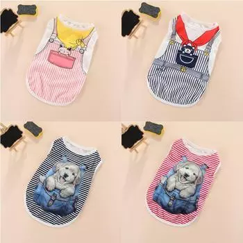 Костюм для кошки, одежда для маленькой собаки, кошки, милый щенок, котенок, футболка, летний жилет, рубашка, одежда для весны и лета, жилеты для собак XS