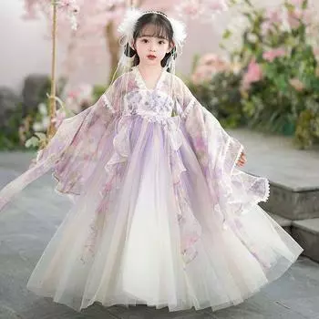 Костюм Hanfu Tang для девочек, детское платье 110 зелёный