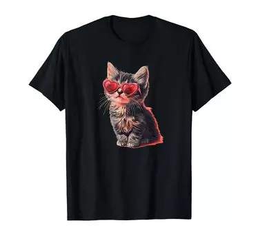 Костюм солнцезащитных очков Heart Kitty для мальчиков и девочек, футболка чёрный