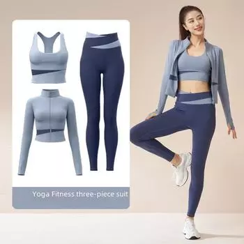 Костюм-тройка Juyitang Peach Nude для йоги и бега two-piece suit; S