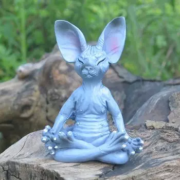 Кот-сфинкс Медитирующий кот-медитация Думающий кот-кукла Поделки из смолы 6X4X8CM