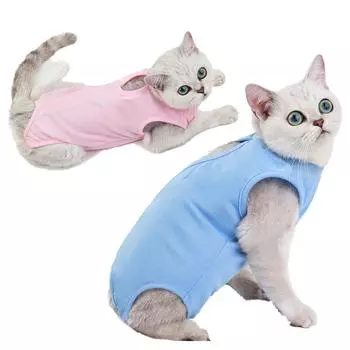 Котенок Кошка Anti-licking Одежда для домашних животных Стерилизация Ползунки S розовый
