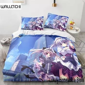 Kotori Itsuka Косплей Постельное белье Аниме Костюм Date a Live Пододеяльник Комплект Двуспальный King Twin Полноразмерное постельное белье Мальчики Взрослый Подарок 70x133cm 2pcs