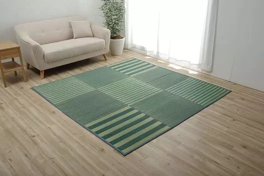Ковер Ikehiko Rush Water Plaid HS Odor 190 x 300 см, ковер, водоотталкивающий, противоскользящий, нетканый материал, узор, растровый, повседневный, антибактериальный, устойчивый, синий