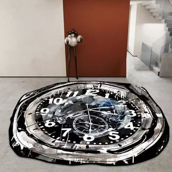 Ковер Yousheng Retro Clock с нескользящей основой, круглой формы, с богатым рисунком, быстро впитывающий воду, праздничный декор, коврик для кухни, спальни отеля 40cm
