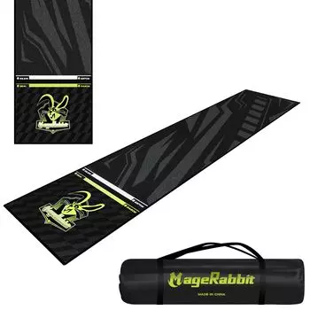 Коврик для дартса MageRabbit с сумкой для переноски и леской для дротиков 65 x 295 см, простой коврик для дартса с леской, простой компактный коврик для дартса чёрный