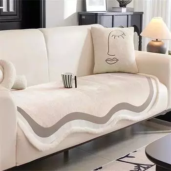 Коврик для дивана Nordic Curved Chenille, нескользящий чехол для дивана в гостиной, роскошный плюшевый нестандартный диван, подушка для подушки, защита дома A 90x90cm 1PC