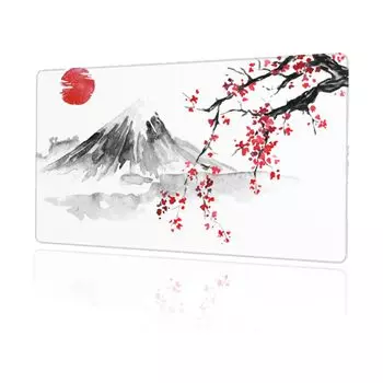 Коврик для мыши DADABULIU Cherry Blossom, большой, игровой, с рисунком тушью, с рисунком сакуры и цветущей сакуры, коврик для мыши Fuji Sun, настольный коврик, очень большой, большой коврик для клавиатуры