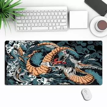 Коврик для мыши Dragon, японский настольный коврик, 35,4 x 15,7 дюйма, блокнот для письма, офис