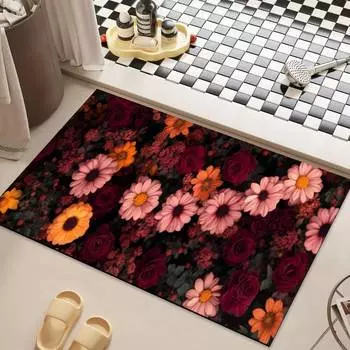 Коврик для пола Flower Diatom Mud для ванной комнаты, душевой комнаты, противоскользящий коврик для ног, впитывающий, быстросохнущий коврик для ванной комнаты 50x80cm