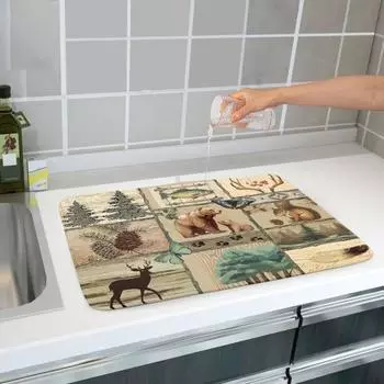 Коврик для слива воды на кухне 40x50 см в стиле ретро-пастораль, нескользящий, термостойкий, впитывающий, сушильный коврик для защиты столешницы, подставка под стакан, прихватка, коврик для пикника для домашних животных 40x50cm D
