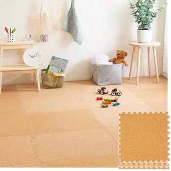 Коврик для стыков Iris Plaza, 3 татами, 45 см, 8 мм, пробковый коврик, цветной, звукоизолирующий, для защиты от царапин, для домашних животных и малышей, 45x45 см, натуральный, набор из 24 штук, COJTM-4508