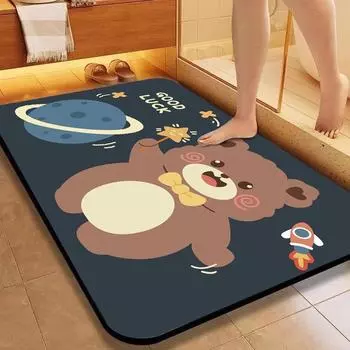 Коврик для туалета Diatom Mud Mat Cartoon, нескользящий, впитывающий, быстросохнущий, бытовой, коврик для двери туалета 40 * 60cm (
