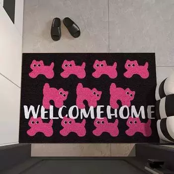 Коврик для входной двери Cool Pink Cat, противоскользящие коврики из ПВХ, стиль Ins, входная веранда, прихожая, декор для дома, ковер для удаления пыли 40x60cm
