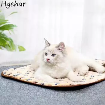 Коврики для кошек Дышащая двухсторонняя кровать для мелких домашних животных Мягкий коврик из кораллового флиса Охлаждающее гнездо Спальный наполнитель Товары для животных Товары для кошек 30x40cm-1pc