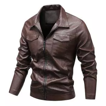 Кожаная куртка мужская Douyin Same Style PU новая модная кожаная куртка M