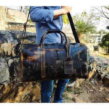 Кожаная спортивная сумка, кожаная сумка для выходных ручной работы, спортивная сумка, спортивная сумка для отпуска, дорожная сумка, ночная сумка для подарка на женский день 20 x 9 x 7 in коричневый