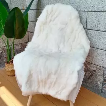 Кожаное одеяло из кроличьей шкуры, лоскутное одеяло, теплый мягкий пушистый коврик для декора гостиной белый