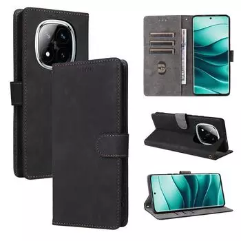 Кожаные флип-чехлы для Xiaomi Redmi Note 14 Pro 4G кожаный чехол противоударный кошелек противоударные бамперы флип-чехлы for Redmi Note 14 Pro 4G чёрный