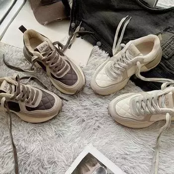 Кожаные туфли Forrest Gump Женская обувь Dad Shoes Весенняя новая повседневная обувь на платформе Женская спортивная обувь Tide 35