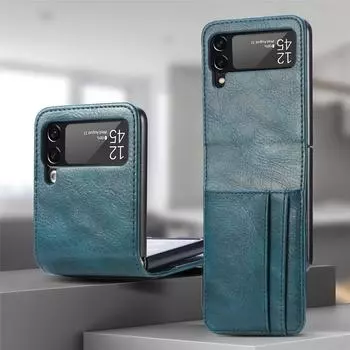 Кожаный чехол без отпечатков пальцев для Samsung Galaxy Z Flip4 5g Flip 4 Flip3 Flip 3, чехол-кошелек для Samsung Z Flip4 for Samsung Z Flip красный
