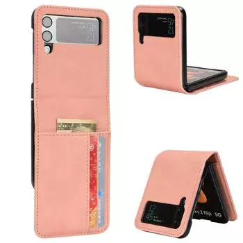 Кожаный чехол-бумажник без отпечатков пальцев для Samsung Galaxy Z Flip4 Flip 4 Flip3 Flip 3, 5 г, аксессуары для мобильных телефонов с защитой от падения for Samsung Z Flip 4 чёрный