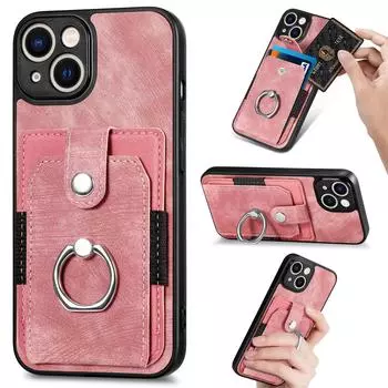 Кожаный чехол-держатель для карт с кольцом-подставкой для Iphone 14 Pro Max 13 11 12 15 Pro 14 Plus Iphone13 Iphone15, аксессуары для телефонов, чехол for iphone13 pro max коричневый