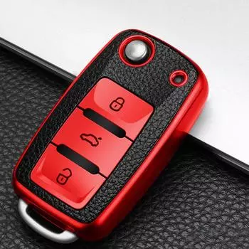 Кожаный чехол для ключей KIQI из ТПУ для Volkswagen VW Golf 4 5 6 Jetta Polo Passat Skoda Superb Octavia Fabia Seat Ibiza Leon красный