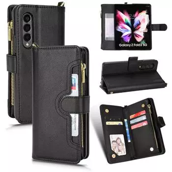 Кожаный чехол для мобильного телефона с полной защитой для Samsung Galaxy Z Fold 3 Fold3 5g, модные чехлы со слотом для карт для Samsung Z Fold 3 for Galaxy Z Fold 3 коричневый