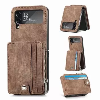 Кожаный чехол для мобильного телефона с полной защитой для Samsung Galaxy Z Flip 4 5g Flip4 Zflip4 Flip 3 Flip3, складной чехол со слотом для карт for Samsung Z Flip 4 зелёный