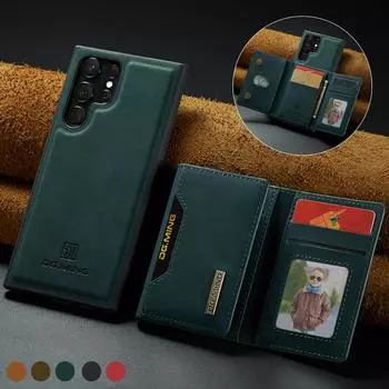 Кожаный чехол для Samsung S23 Ultra со слотом для карт, аксессуары для телефонов Samsung Galaxy S23 Ultra S 23 Plus, противоударный деловой чехол for Galaxy S23 чёрный