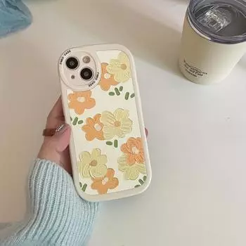 Кожаный чехол для телефона Ins с желтым цветком для Iphone 13 14 Promax 11 12 Pro Max, силиконовая мягкая задняя крышка, защитный чехол for iphone 11