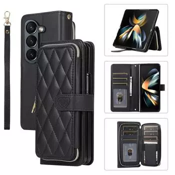 Кожаный чехол для телефона с ремешком через плечо для Samsung Galaxy Z Fold 5 4 3 Fold5 Fold4 Flip 5 4 3 Fold3 5G Кошелек с крышкой слота для держателя карты Samsung Z flip 5 белый