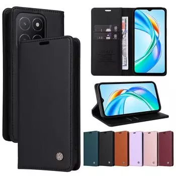 Кожаный чехол-кошелек для Huawei Honor X50i 5G X50 X40 X30i X30 Magic 6 5 Pro 5G 90 Smart 9 8 Lite 8S 8A 7S 70 50 20S 200 Cover Honor X50i 5G чёрный