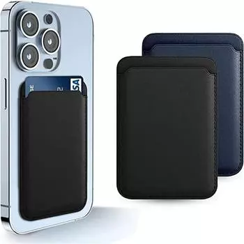 Кожаный чехол-кошелек для iPhone 15 Pro Max, кожаный кошелек Magsafe, совместимый с держателем для карт iPhone 14, 13, 12, с магнитом MagSafe чёрный