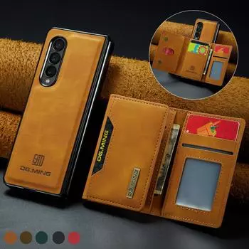 Кожаный чехол-кошелек для защиты от падения с высоты для Samsung Galaxy Z Fold 4 5g Fold4 Fold3 Fold 3 S20 Fe S23 S22 Ultra S21 Plus for S20 FE 2022 красный